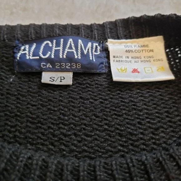 Vintage Crewneck Retro 80s Black Sweater Bow Beaded Embroidery - Picture 2 of 3